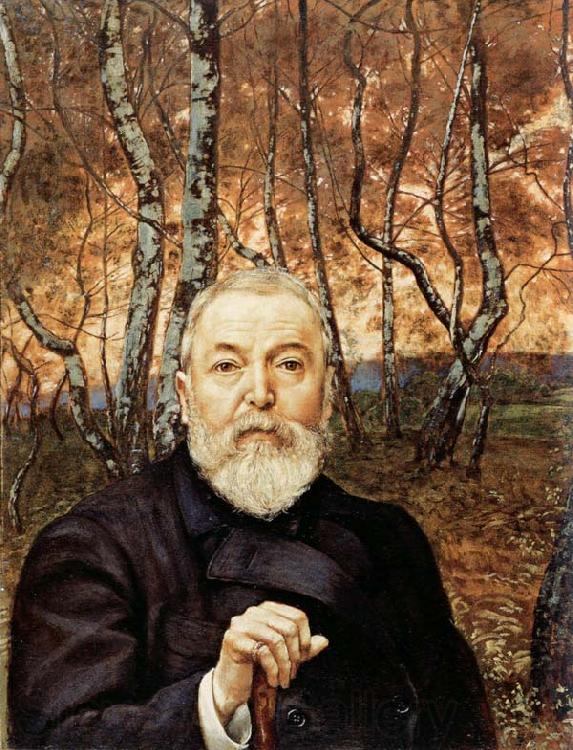 Hans Thoma Self-Portrait before a Birch Wood Spain oil painting art
